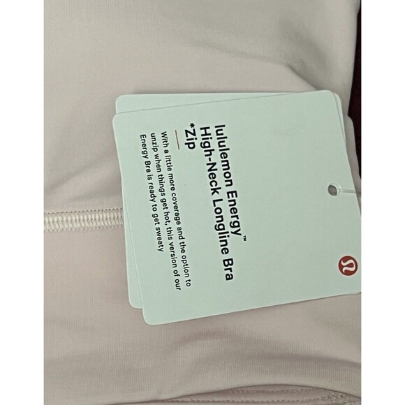 Lululemon Energy High Neck Longline Bra *Zip FUSP Flush Pink Sz 6 New - Picture 2 of 5